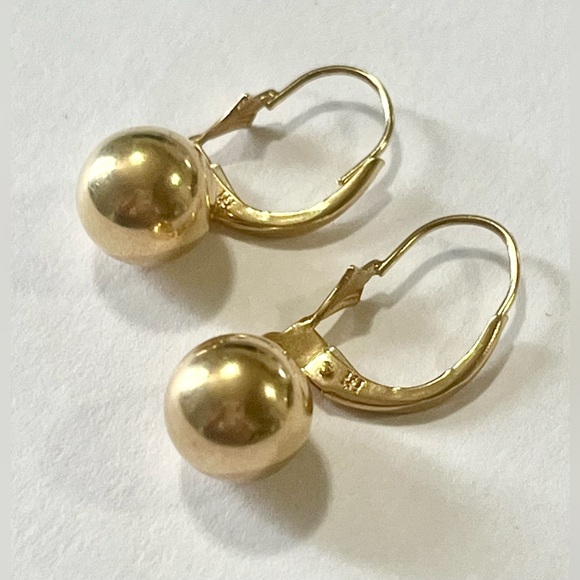 Vintage 14K Gold Ball Drop Earrings - Picture 4 of 5